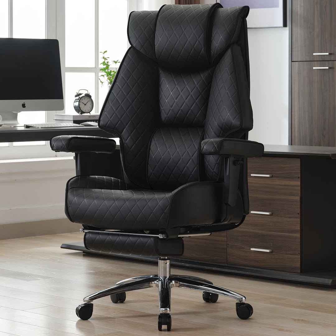 EXCEBET XXL Chefsessel bis 180kg Belastbar, Ergonomischer Bürostuhl mit Taschenfederkern, Breiter Dr