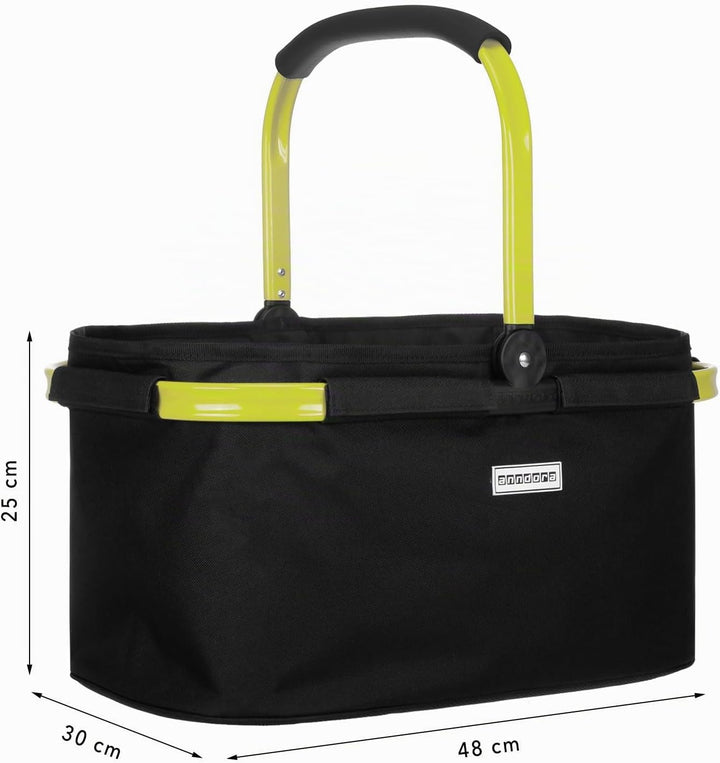 anndora Einkaufskorb SCHWARZ 22 Liter - Rahmen limette Schwarz Rahmen Limette, Schwarz Rahmen Limett
