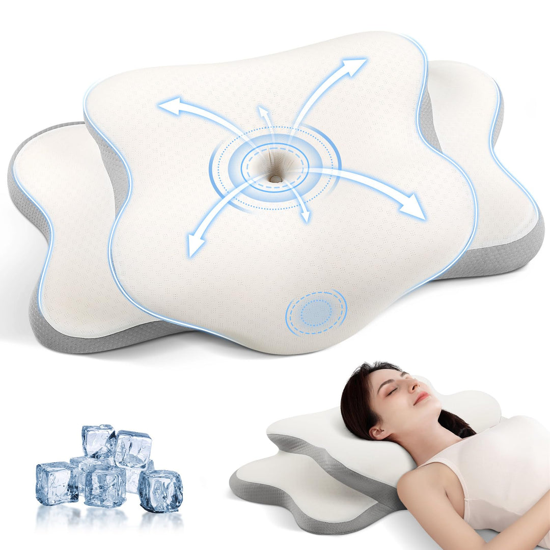 A-Pce Orthopädisches Nackenstützkissen aus Memory Foam, Weiss | Ergonomisches Kopfkissen für Seitens