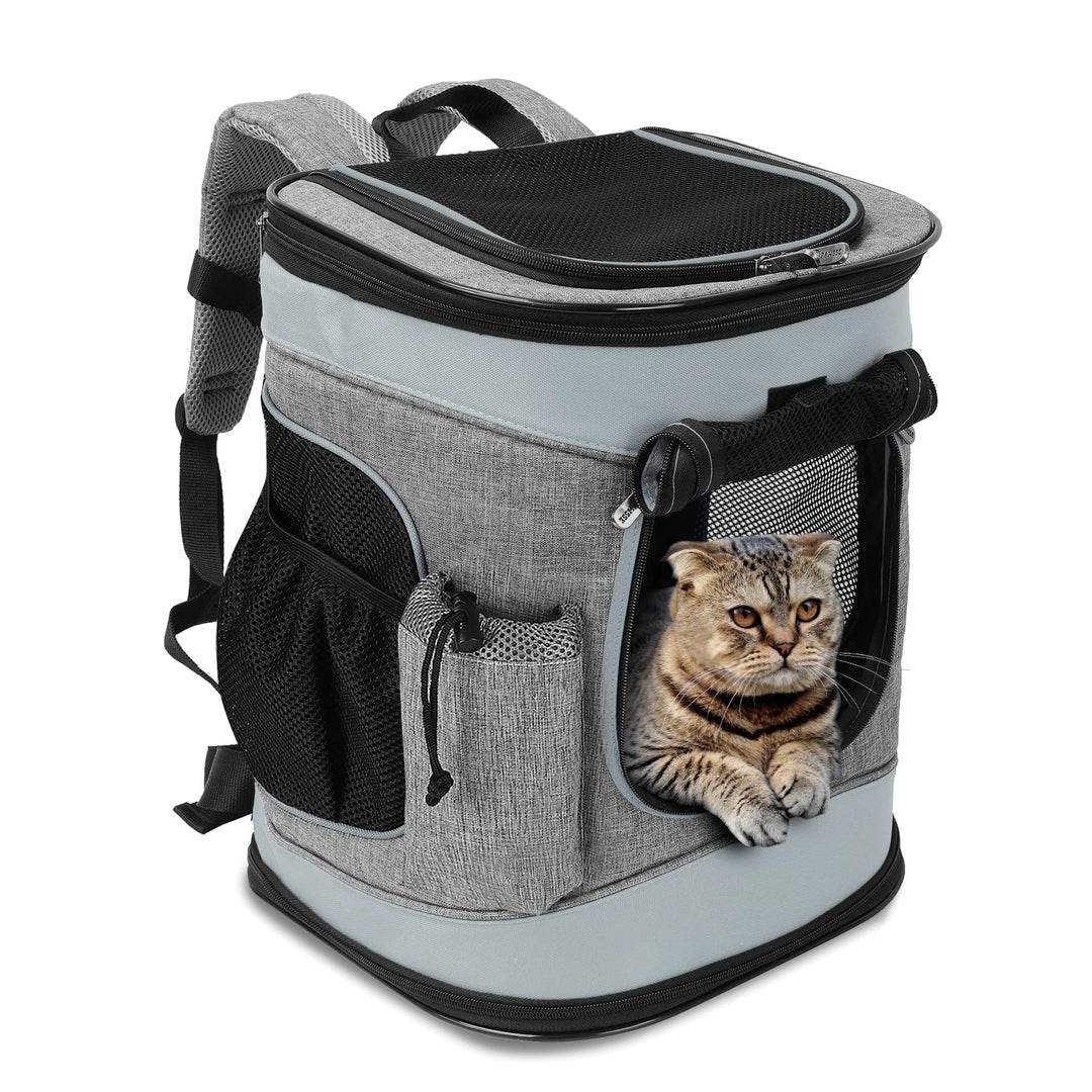 Katzenrucksack Hunderucksack bis 6.8KG, Faltbare Haustier Tragetasche mit Innerer Sicherheitsleine u