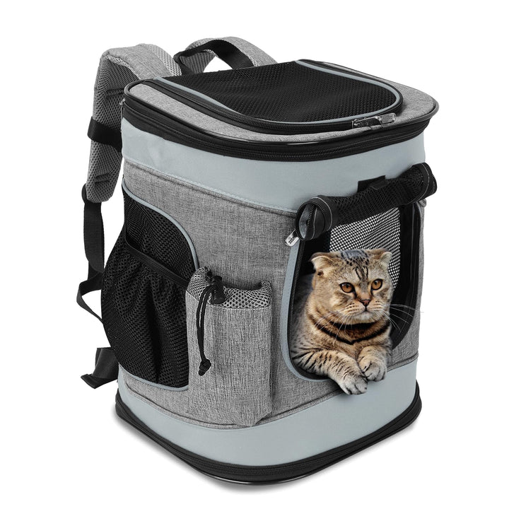 Katzenrucksack Hunderucksack bis 6.8KG, Faltbare Haustier Tragetasche mit Innerer Sicherheitsleine u