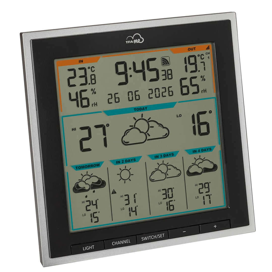 TFA 35.8105 WLAN Funkwetterstation TFA.me ID-08 Wetterprognose wetter.com 5 Tage mit Wettersymbolen,