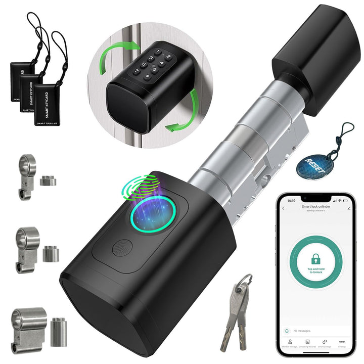 AVATTO Smart Türschloss mit Fingerabdruck und Passwort für 60-90mm Tür, Schliesszilinder Länge ist e