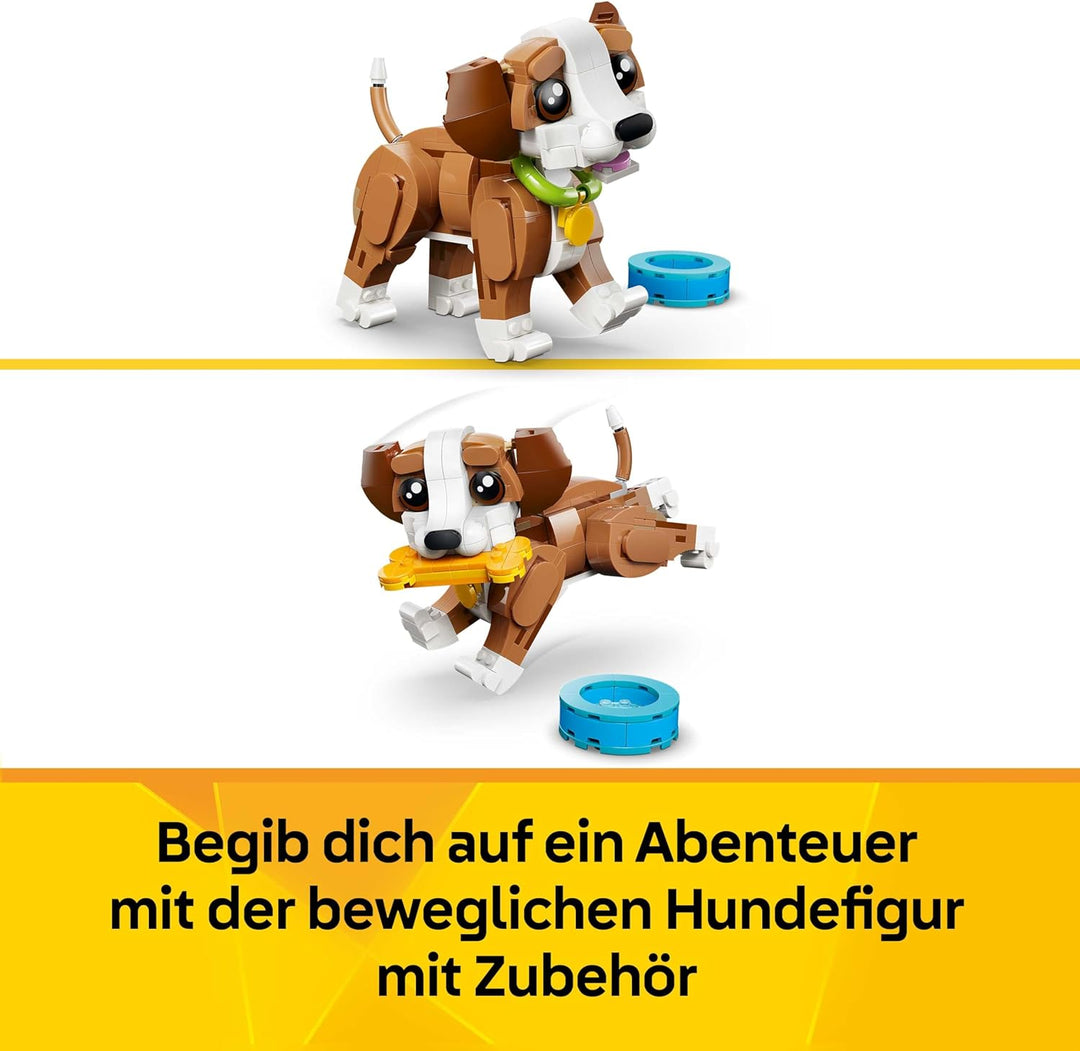 LEGO Creator 3-in-1-Set Niedliche Tiere: Verspielter Welpe - Hunde Spielzeug Hund Bauset - Konstrukt