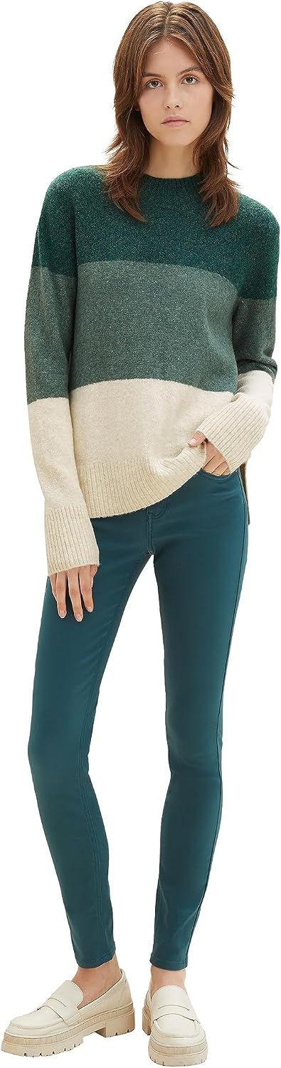 TOM TAILOR Denim Damen NELA Extra Skinny Jeans in Leder-Optik 1038298 25W / 32L 34050-coated Huntsma