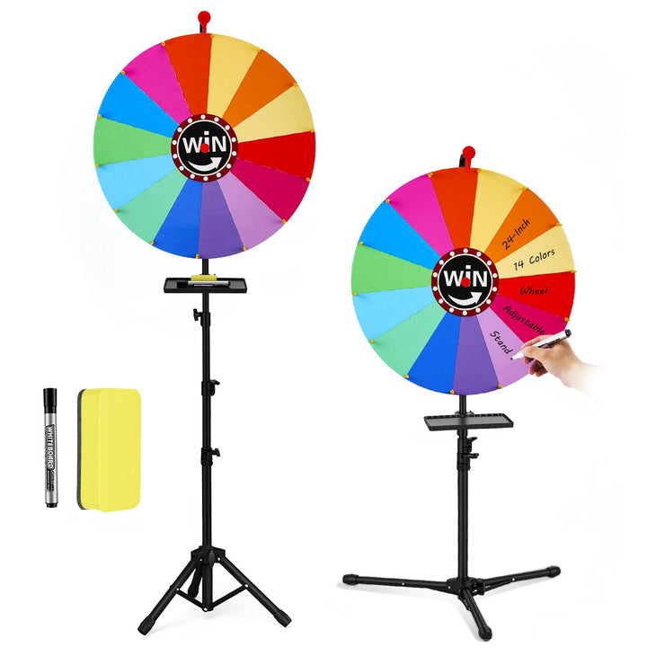 61CM Glücksrad mit 14 Farben, Höhenverstellbar 120-200 cm, Glücksrad zum Drehen mit Stift und Radier