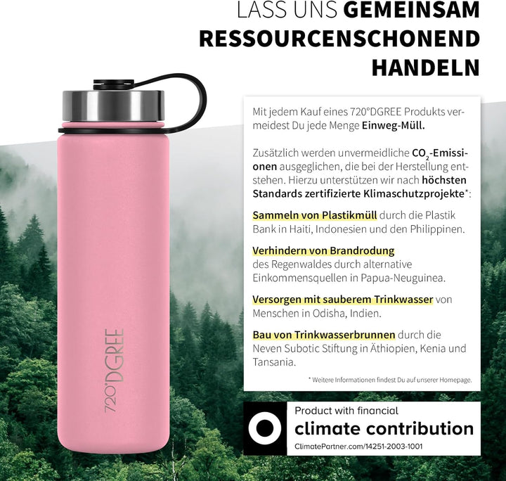 720°DGREE Edelstahl Trinkflasche “noLimit” – 1200ml - Auslaufsicher, Kohlensäure geeignet, BPA-Frei