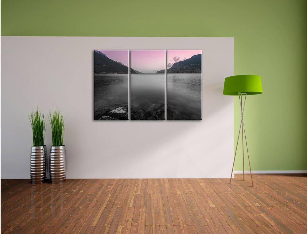 Pixxprint Gardasee in Italien als Leinwandbild | Grösse: 3 Teilig (120x80) | Wandbild| Kunstdruck |
