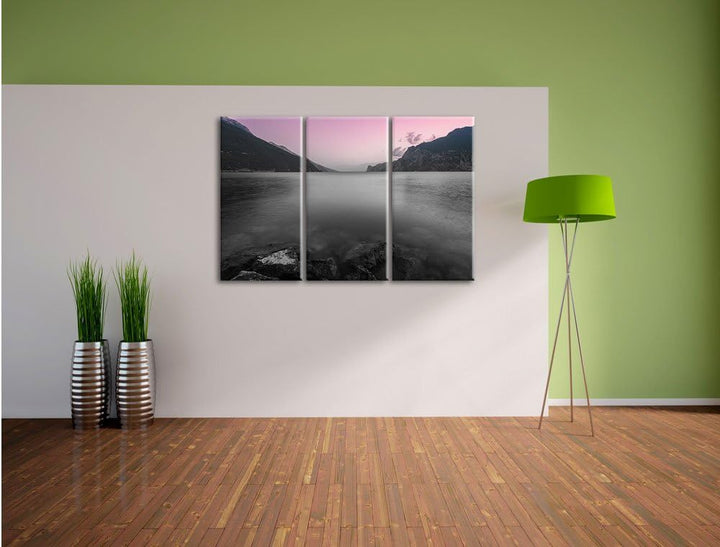 Pixxprint Gardasee in Italien als Leinwandbild | Grösse: 3 Teilig (120x80) | Wandbild| Kunstdruck |