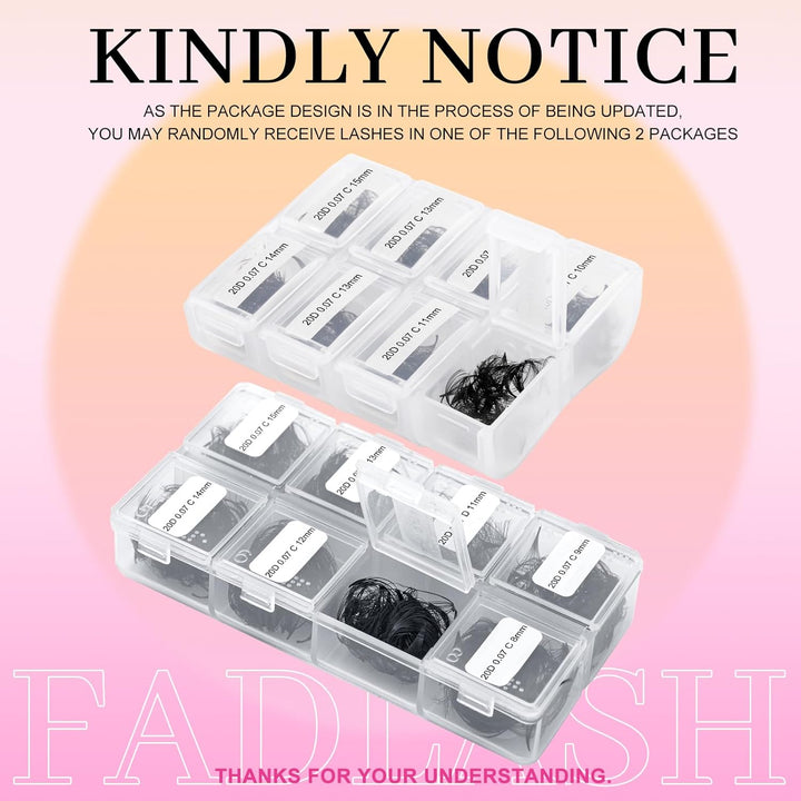 FADLASH 2024 Version Wimpern Extension Vorgefertigte Fächer Premade Professionell Mixed 600pcs 20D 1