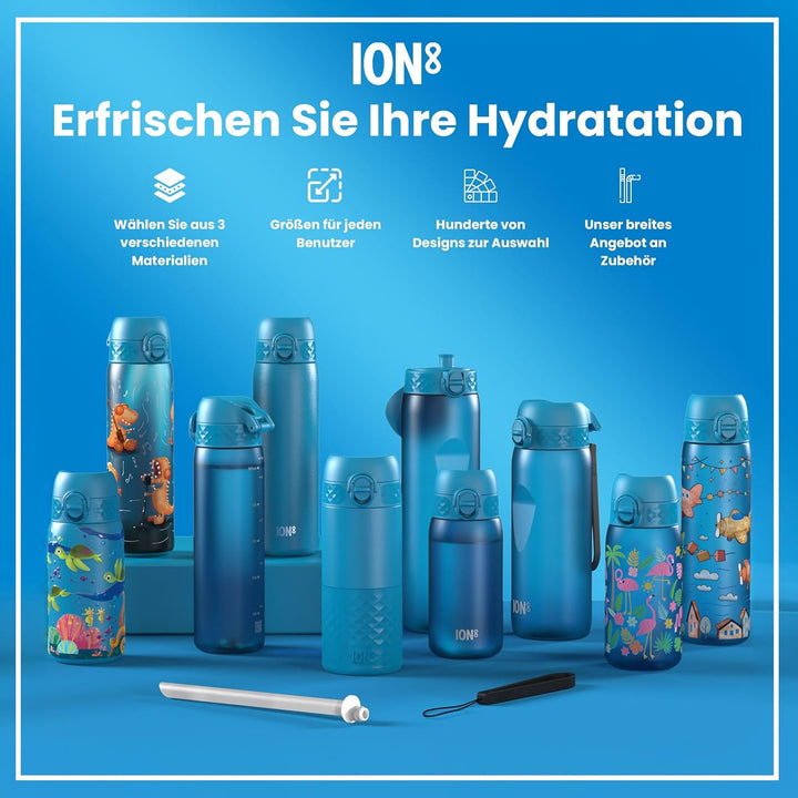 Ion8 1 Liter Trinkflasche, 1000ml, Auslaufsicher, Einhandöffnung, Sichere Verriegelung, Spülmaschine