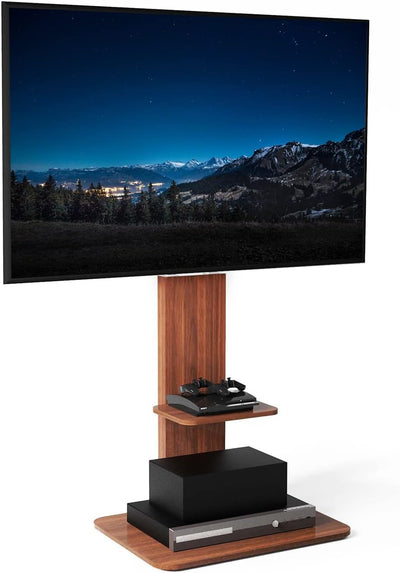 unho TV Ständer Holz, TV Standfuss Höhenverstellbar Fernseher Halterung mit Ablage Universal für 32”