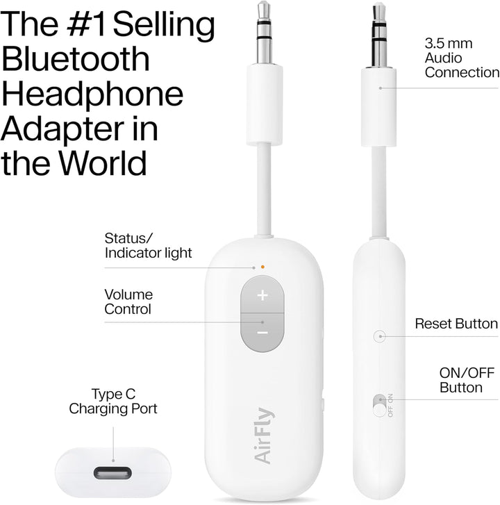 Twelve South AirFly SE Bluetooth Wireless Transmitter/Adapter für AirPods/Kabellose oder geräuschunt