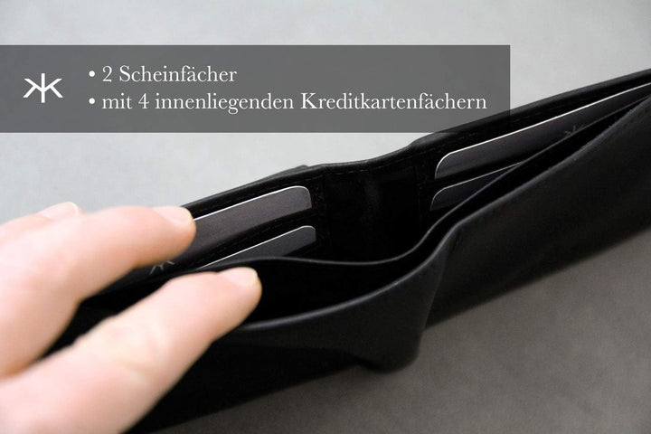 KAPUR kleine Echtleder Herren Geldbörse ‚MR. Kacper‘ im Querformat, edles Portemonnaie mit 6 Kreditk