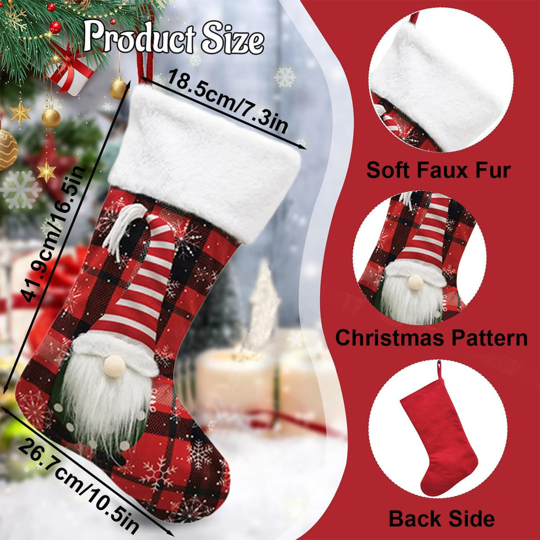 2 Pcs Weihnachtsstrumpf 42cm Grosse Stickerei Nikolausstrumpf Weihnachtsstrümpfe Nikolausstiefel Kam