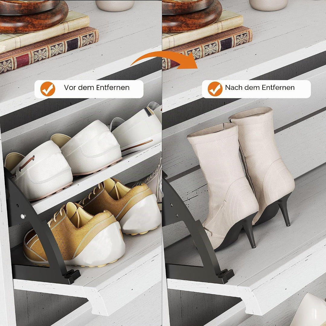 Schuhschrank 2 Klapptüren, Moderner Schuhschrank mit Metallbeinen, Schuhaufbewahrung, Flurschrank fü