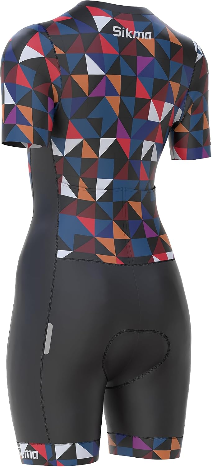 Ladies Cycling Skinsuit Women Padded One Piece Trisuit Bike Top Short Sublimated Design bib Short M