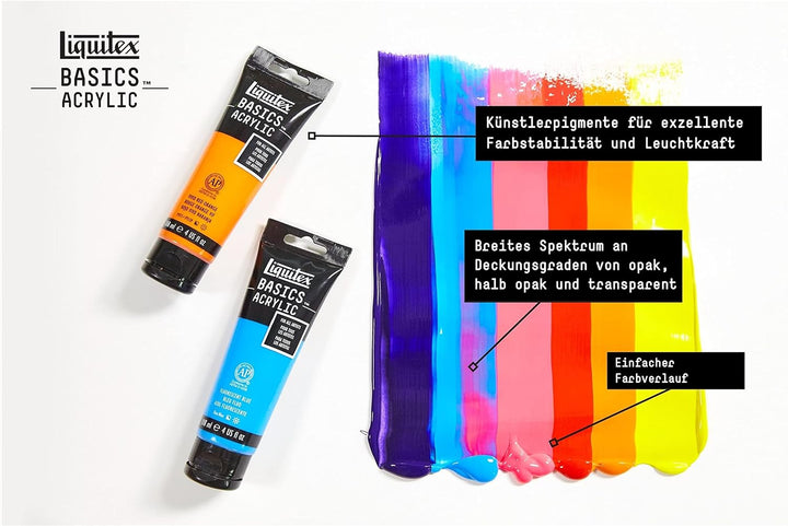 Liquitex 3699397 Basics - Acrylfarbe, monopigmentierte Künstlerpigmente, lichtecht, mittlere Viskosi
