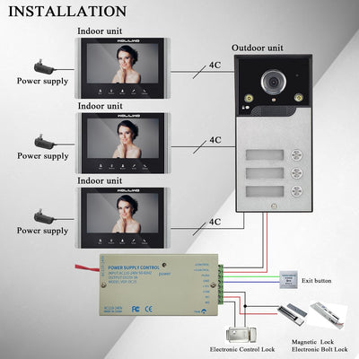 WOLILIWO Video Türklingel mit Kamera,3-familienhaus Video Doorbell Intercom with 7-Inch Monitor,Spre