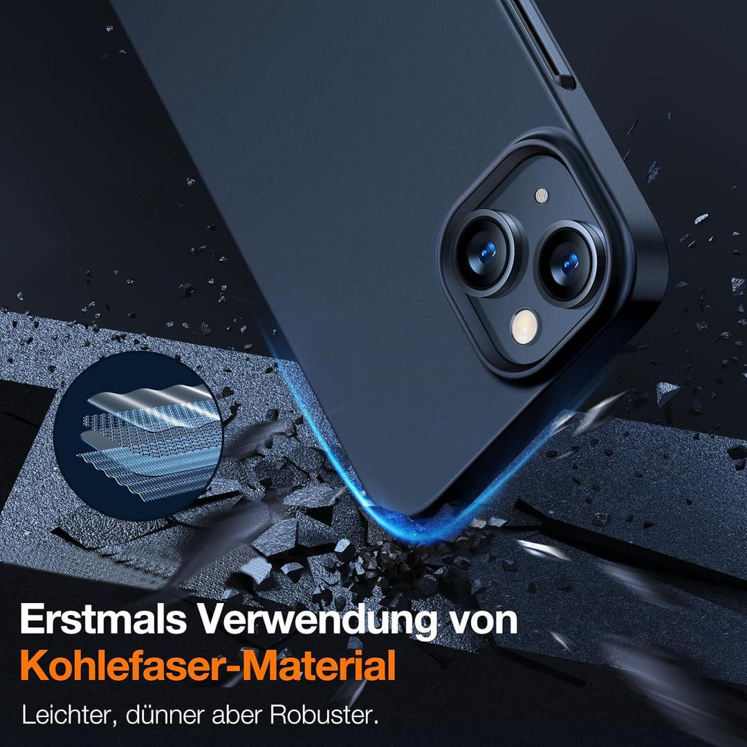 TORRAS Extrem Dünn für iPhone 14 Hülle (Nie Staub & Fusseln anhaftend) mit [2 * 9H Schutzglas] Unzer