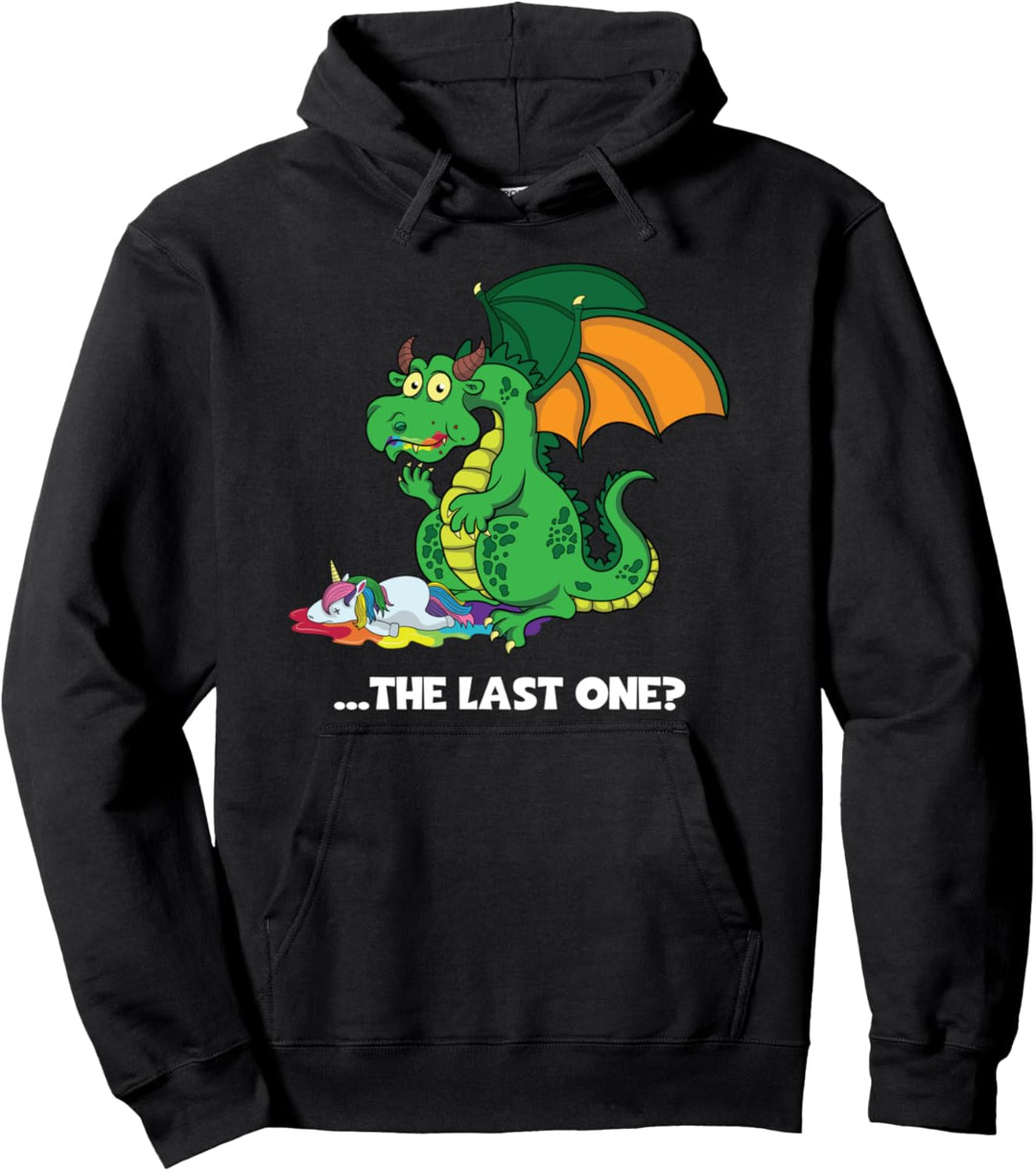 Lustiger Drache - The Last One? Drache frisst Einhorn Pullover Hoodie
