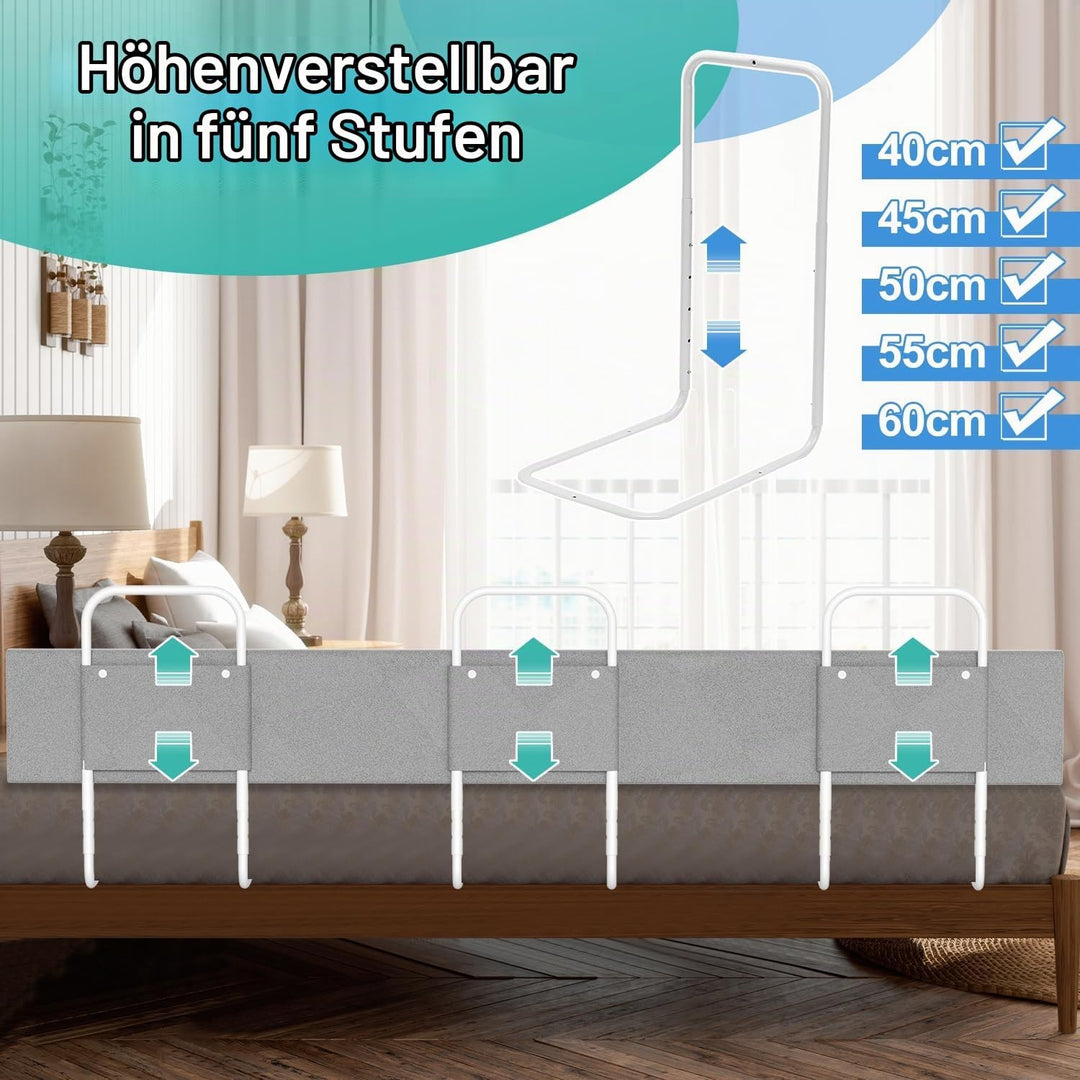Ansobea 180cm Bettgitter Rausfallschutz Babybettgitter, Kinderbettgitter 5-Loch Höhenverstellbar, Be