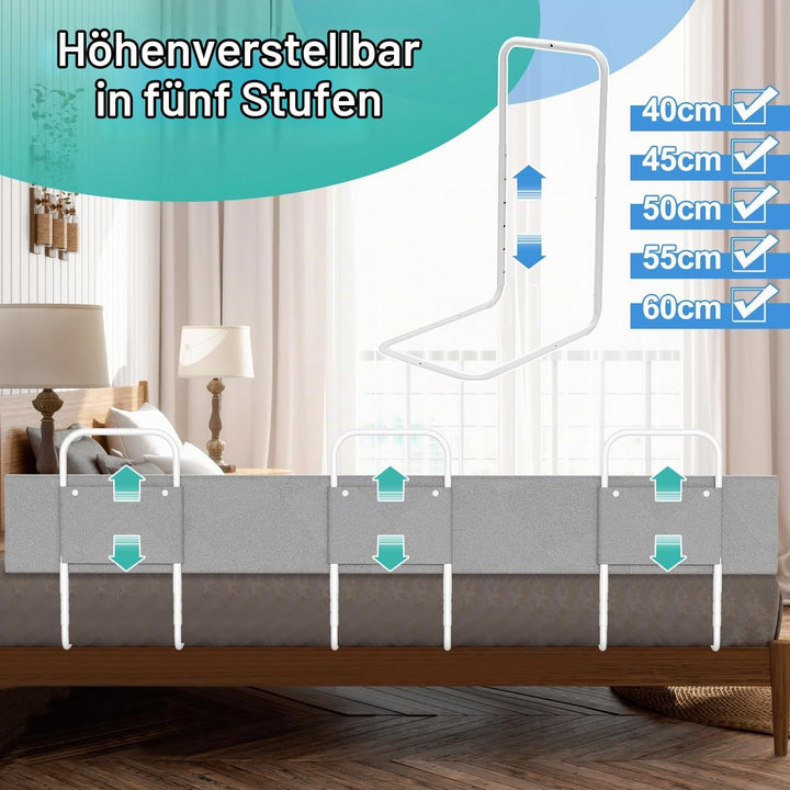 Ansobea 180cm Bettgitter Rausfallschutz Babybettgitter, Kinderbettgitter 5-Loch Höhenverstellbar, Be