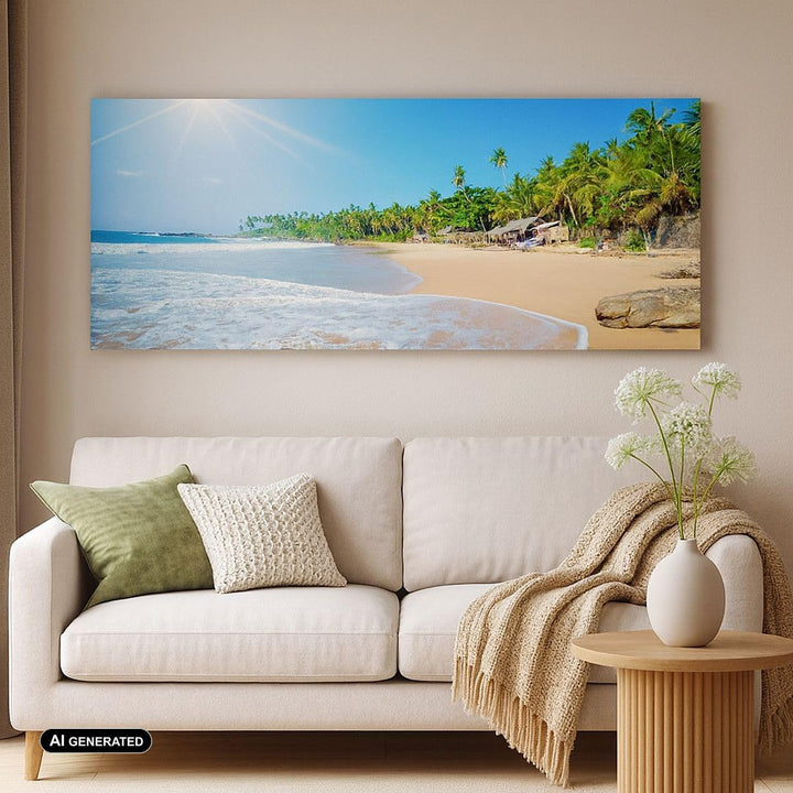 Bilder auf Leinwand 100x40cm Leinwandbild Insel Landschaft Maledivie Freiheit Gross Wanddeko Bild Sc