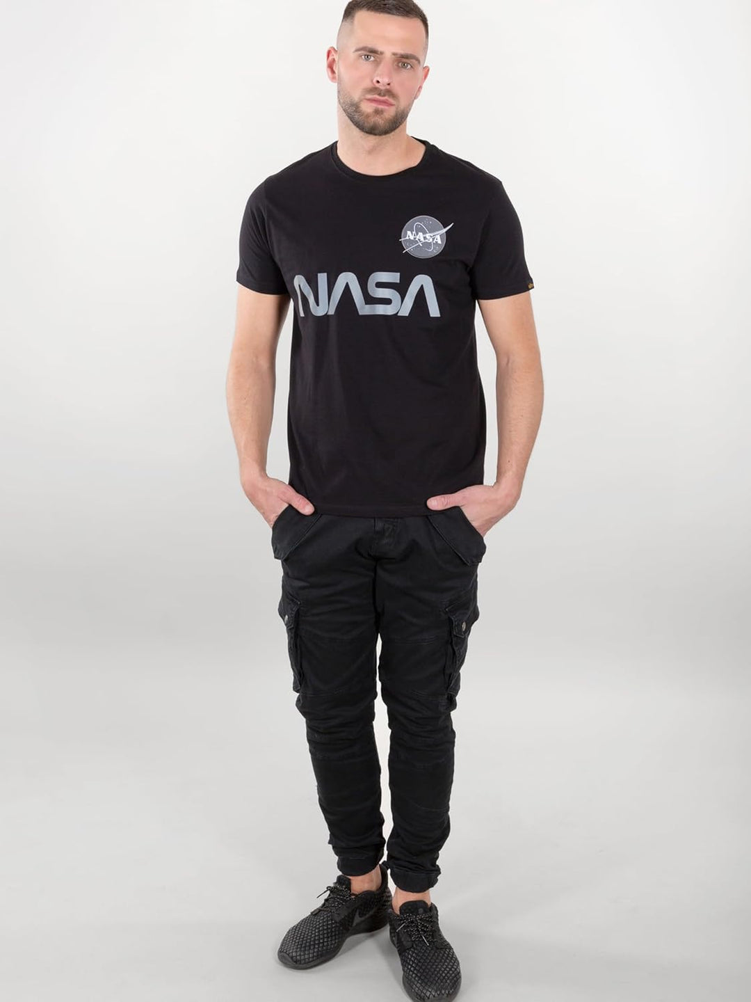 Alpha Industries Herren NASA Reflective T T-Shirt (1er Pack) XXS Schwarz, XXS Schwarz
