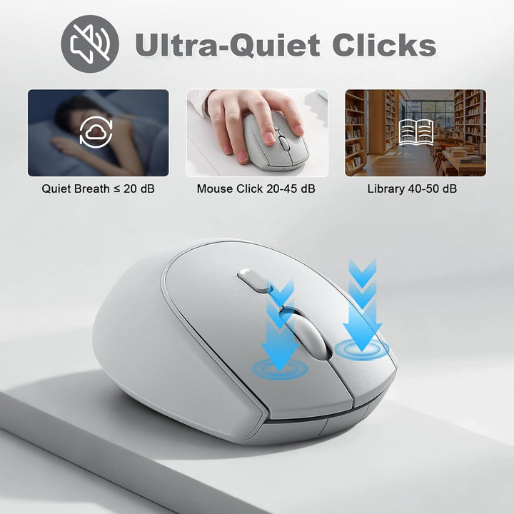 YUNZII C2 Drahtlose Maus, 2,4 GHz Silikon-Lautlose Funkmaus, 3 Verstellbare DPI, 1600 DPI Tracking,