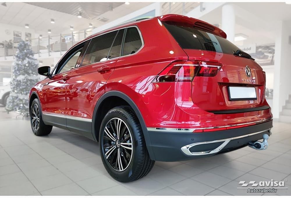 Avisa Matt-Schwarz Edelstahl Heckstossstangenschutz kompatibel mit Volkswagen Tiguan II / Allspace i
