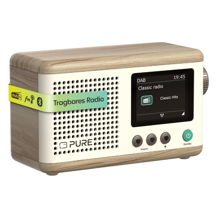 Pure Classic Mini Tragbares Digitalradio – DAB+ & UKW-Radio – Bluetooth 5.3 – 15 Stunden Akkulaufzei