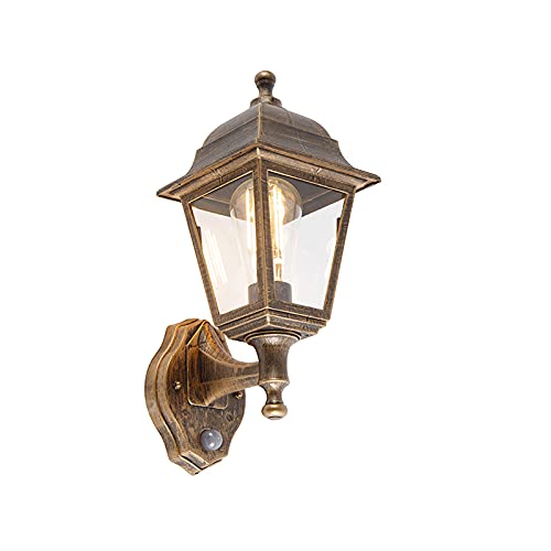 Qazqa - Klassisch I Antik Antike Aussen Wandleuchte Gold I Messing IP44 mit Bewegungsmelder - Capita
