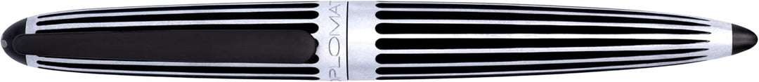 DIPLOMAT - Geschenkset Füllfederhalter Aero Stripes - Aluminium & Schwarz - 1 Füllhalter + 1 Tintenf