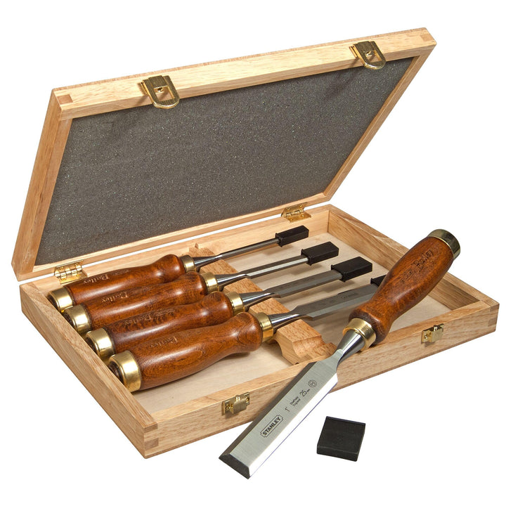 Stanley Bailey Stechbeitel Set 5-teilig (6/10/15/20/25 mm Beitelbreite, gehärteter Stahl, Kunststoff