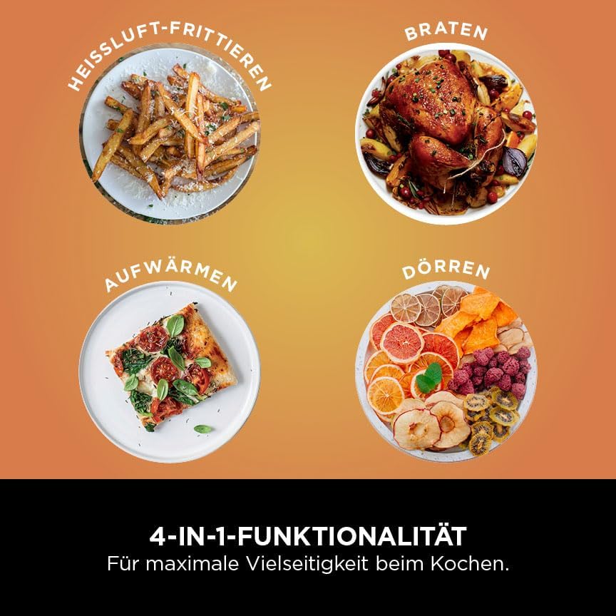 Ninja PRO Air Fryer Heissluftfritteuse, 4,7L Airfryer, Einzelkorb-Heissluftfritteuse, 4-in-1, für 1-