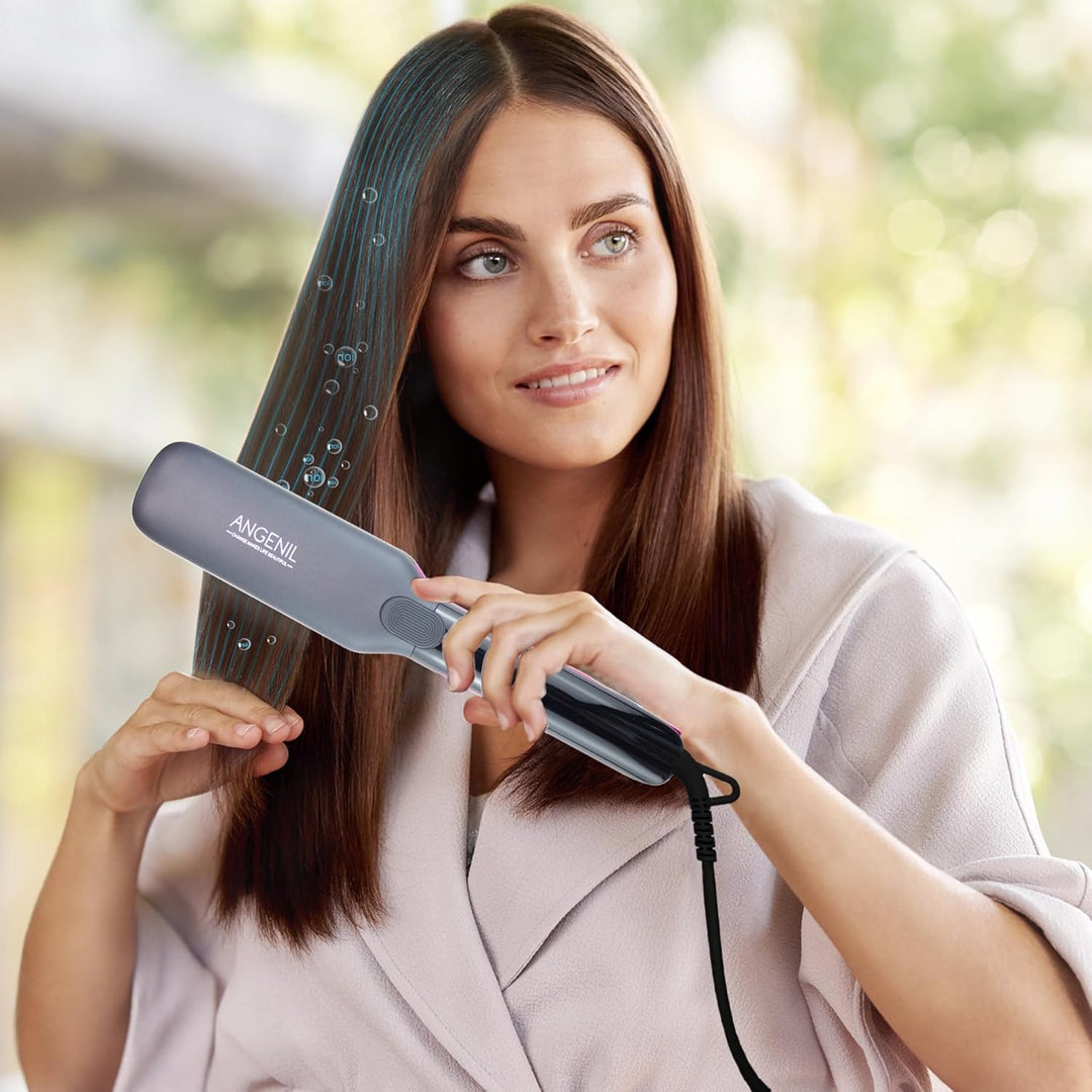 ANGENIL Titan Professioneller Glätteisen 4.5 cm Ion Haarglätter 2-in-1 Glätteisen Locken und Glätten
