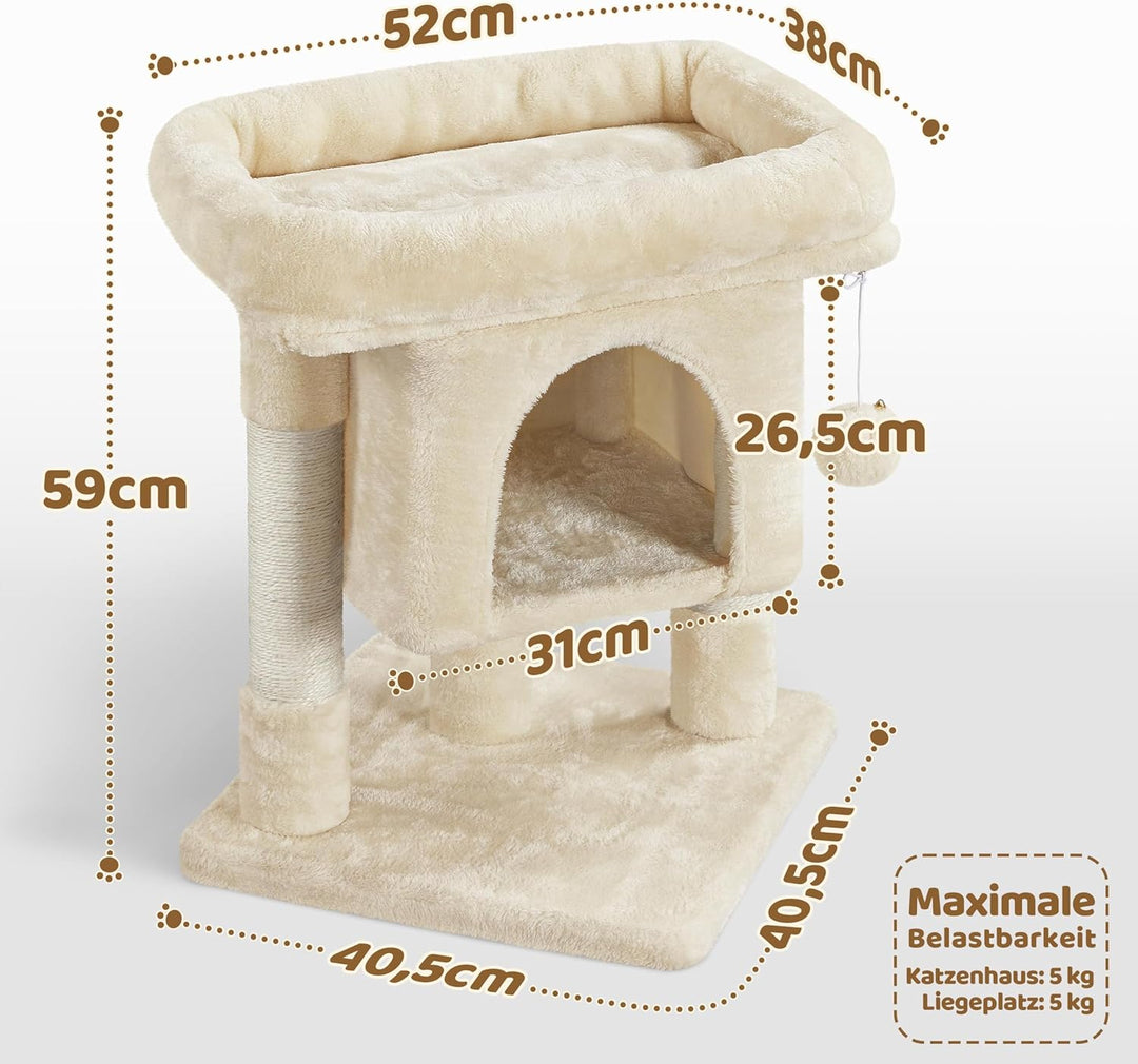 Yaheetech Kratzbaum 60 cm Kleiner Katzenkratzbaum, mit Katzenhöhle Plüsch Sisal, Katzenbaum Katzenmö