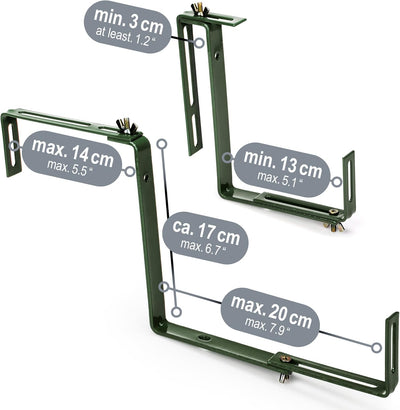 com-four® 4X Blumenkastenhalter für Balkon-Brüstungen und Geländer - Flexible Befestigung aus Metall