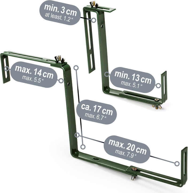 com-four® 4X Blumenkastenhalter für Balkon-Brüstungen und Geländer - Flexible Befestigung aus Metall