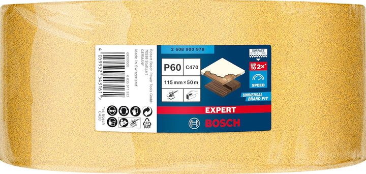Bosch Professional 1x Expert C470 Schleifpapierrolle (für Hartholz, Farbe auf Holz, Breite 115 mm, L
