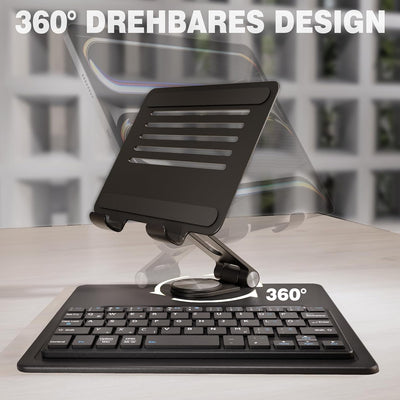 Doohoeek Kabellose Tastatur für Tablets mit 360° drehbarem Ständer, Dual-Bluetooth-Tastatur, kompati