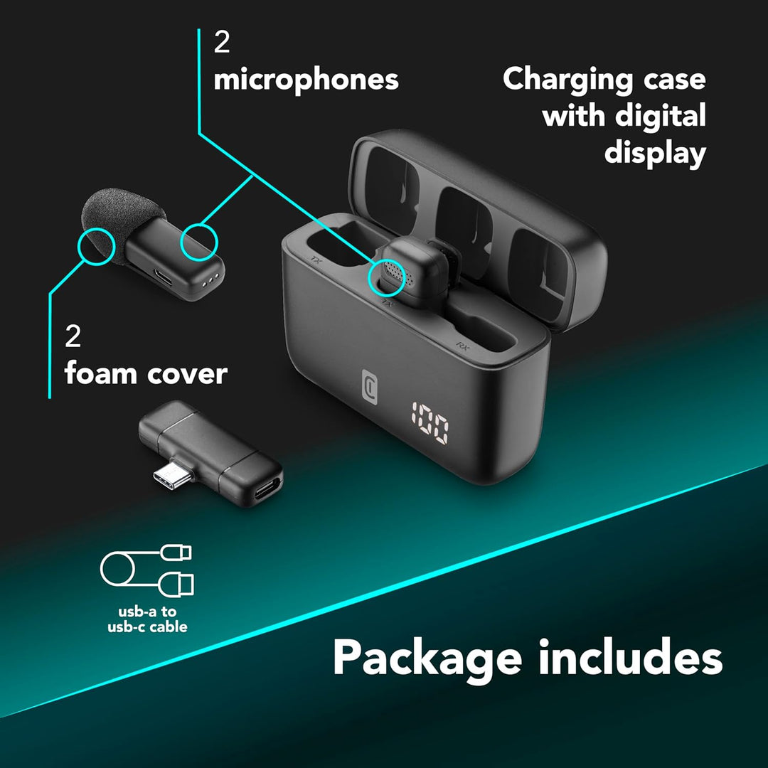 Cellularline Talk Pro Kabelloses USB-C-Mikrofon für Videotelefonate, Vlogs und Kreative Inhalte, mit