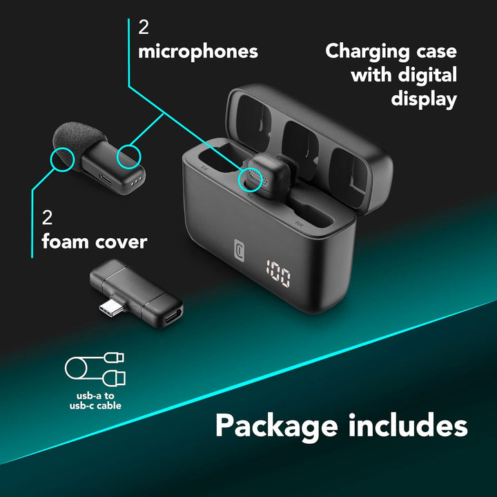 Cellularline Talk Pro Kabelloses USB-C-Mikrofon für Videotelefonate, Vlogs und Kreative Inhalte, mit