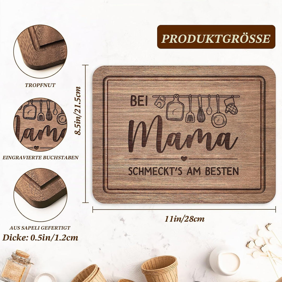 Mama Geschenk, Schneidebrett aus Holz Geburtstagsgeschenk für Mama, Holzschneidebrett aus Massiver A