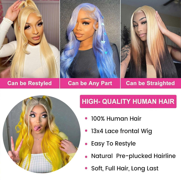 613 Blond Echthaar Perücke 13x4 Lace Frontal Wig Human Hair Perücke Blond Pre Plucked with Baby Hair