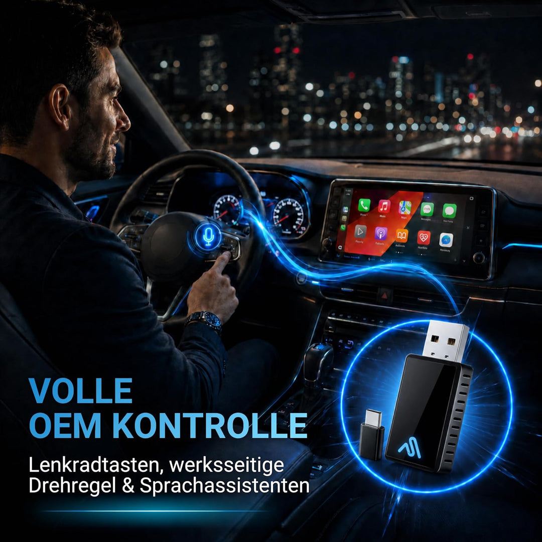 AutoSky Wireless Carplay Adapter & Android Auto - Verwandeln Sie kabelgebundenes zu drahtlosem Carpl