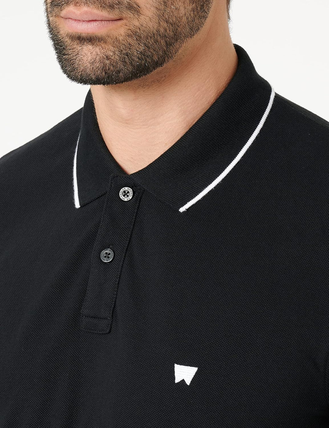 Wrangler Herren Polo Black Shirt S Schwarz, S Schwarz