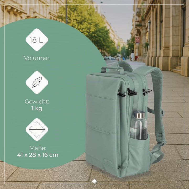 Travelite Handgepäck Rucksack, Laptop Rucksack 15,6 Zoll, WORKFLOW Reiserucksack aus recyceltem Mate