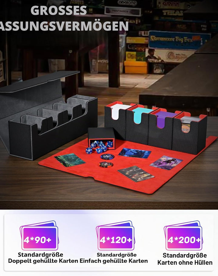 Sammelkarten Box mit Würfelablage für MTG,Premium-Kartenbox mit starkem Magnet zur Aufbewahrung für